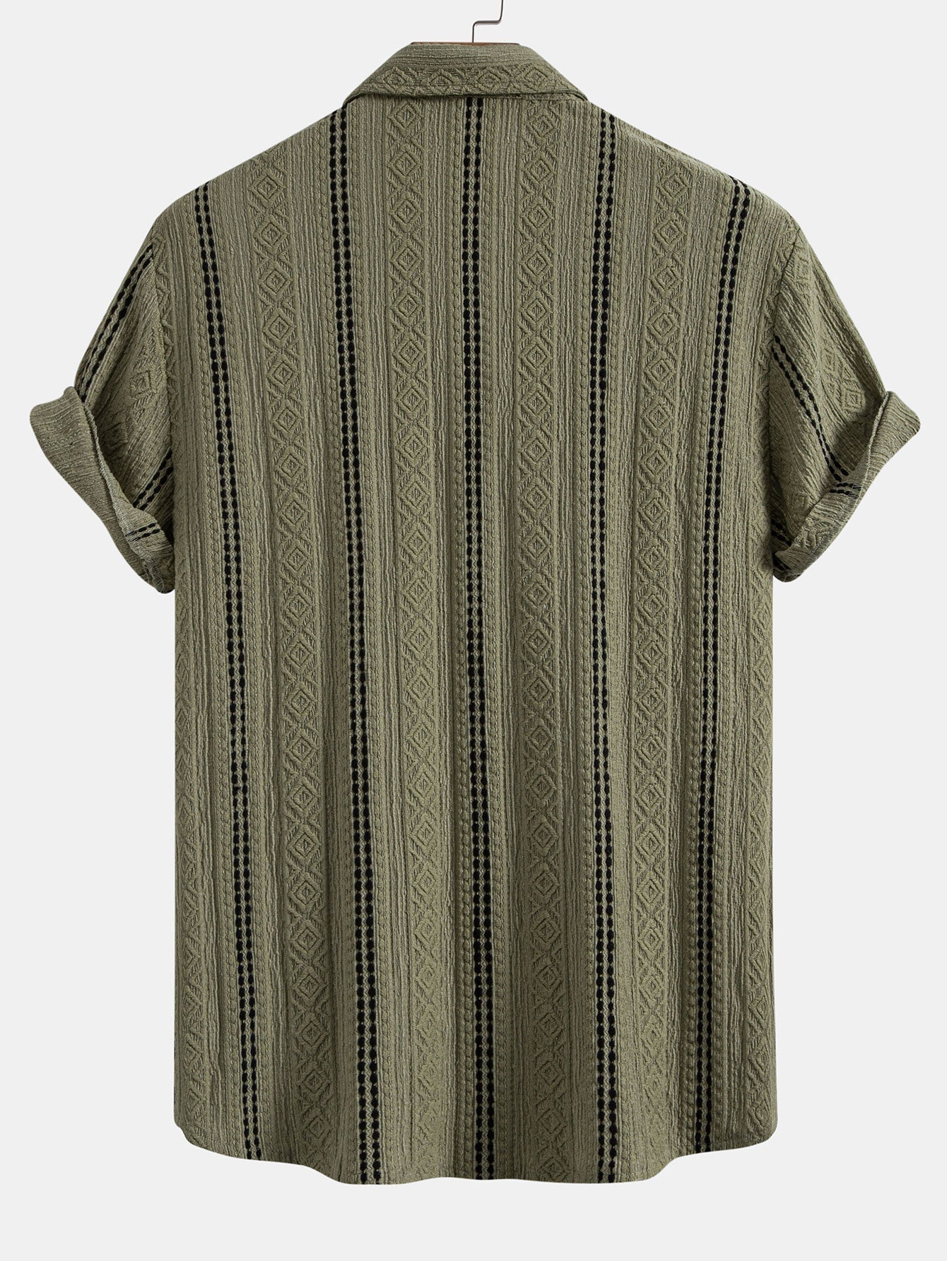 Gestreiftes Jacquard-Hemd mit Knöpfen und gerade geschnittene Leinenhose