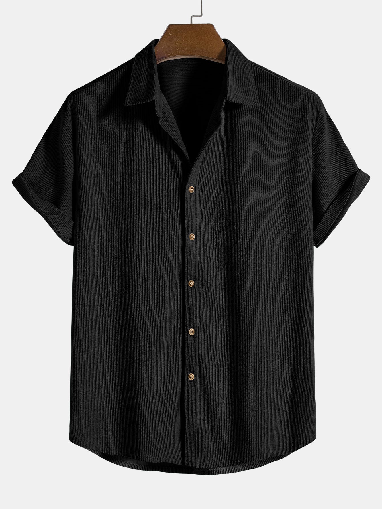 Corduroy Button-Down Short Sleeve Shirt