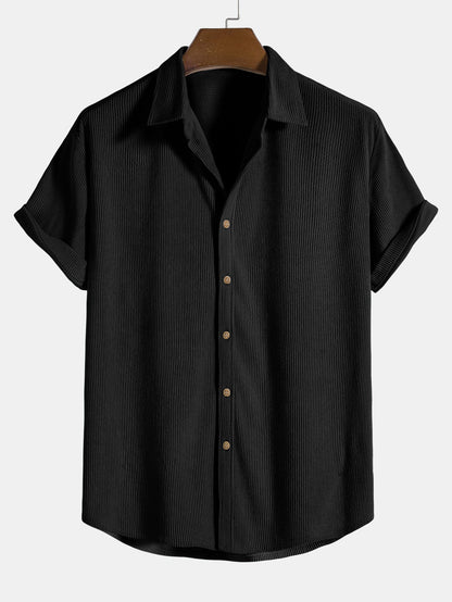 Corduroy Button-Down Short Sleeve Shirt