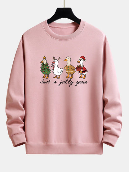Weihnachtsente Druck Locker Geschnittenes Sweatshirt