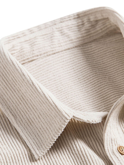 Corduroy Button-Down Short Sleeve Shirt