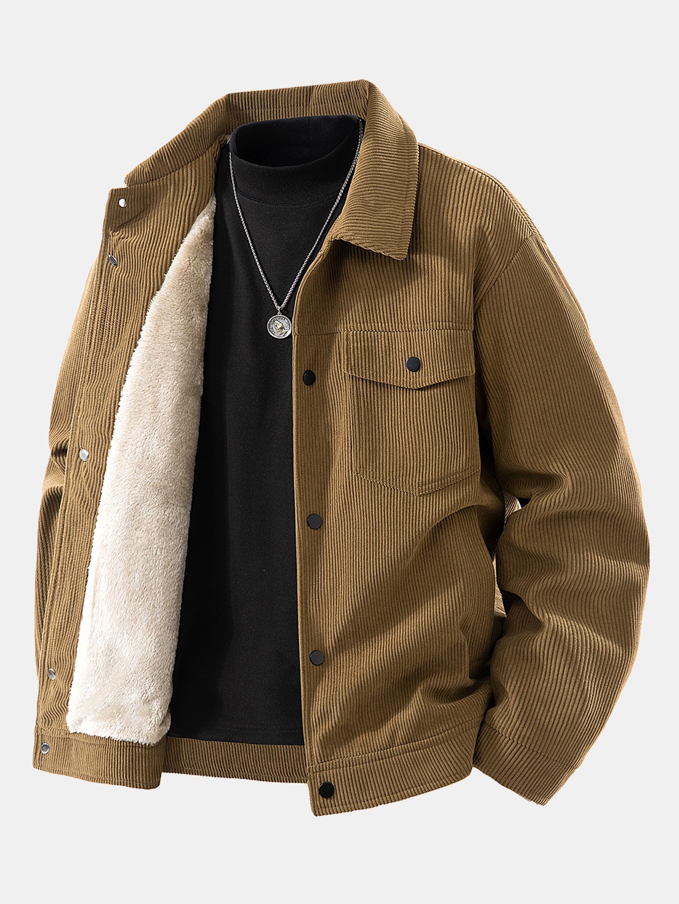 Teddygefütterte Cordjacke mit Taschen