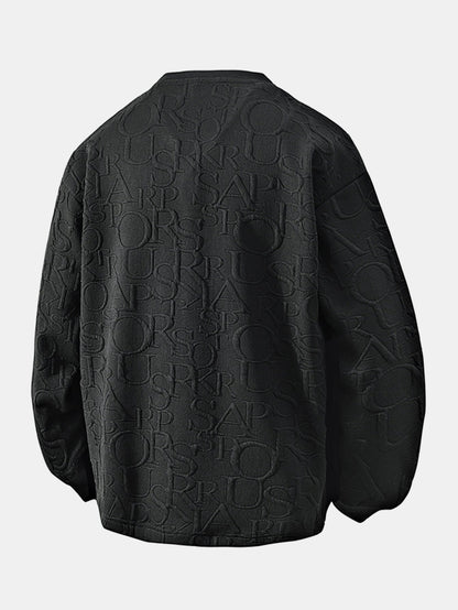 Jacquard Buchstaben V-Ausschnitt T-Shirt