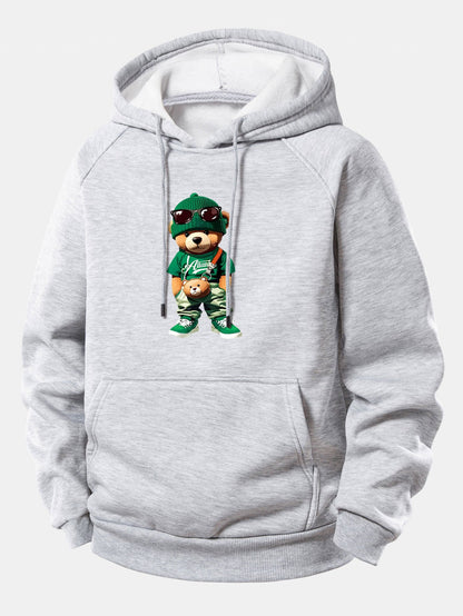 Stylischer Hoodie mit Bären-Print und Kordelzug