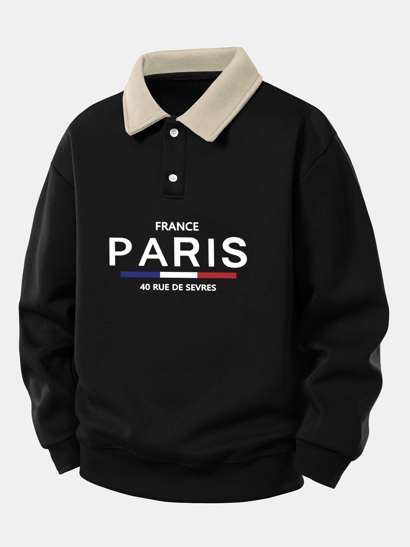 Relax Fit Paris Print Contrast Poloshirts Sweatshirt