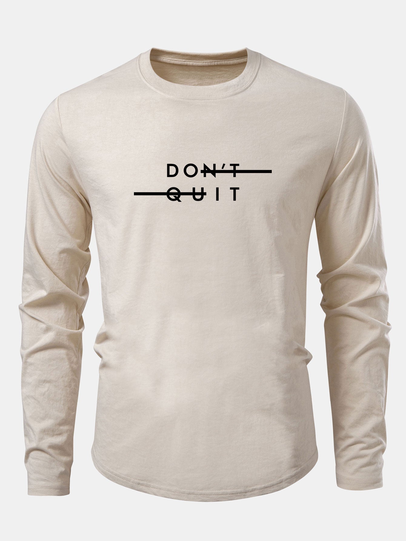 Nicht Aufgeben Druck Baumwolle Bogen Saum T-Shirt