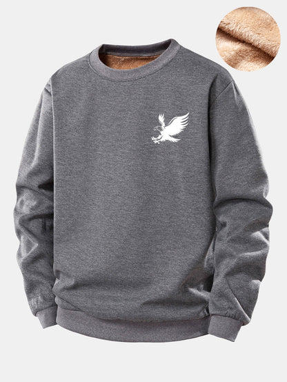Soaring Eagle Print Teddy Fleece Gefüttertes Sweatshirt