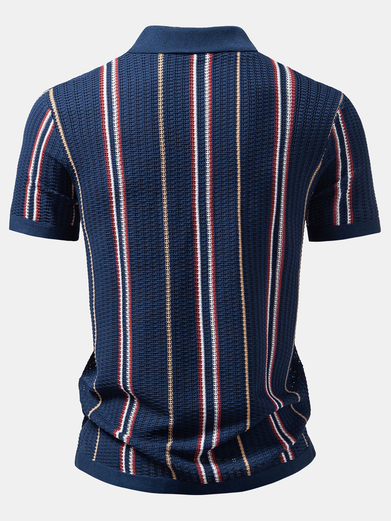 Gestreiftes Häkelhemd mit Knopfleiste