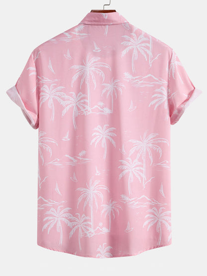 Palm Tree Island Hemd mit Knopfleiste und Kordelzug-Badeshorts