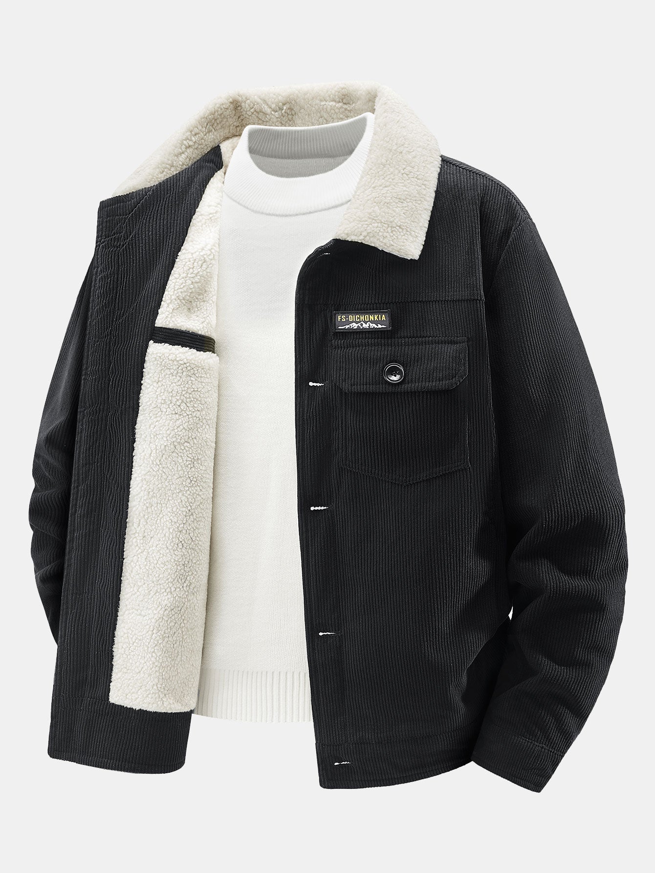 Teddy-Fleecegefütterte Cordjacke mit Knöpfen