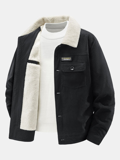 Teddy-Fleecegefütterte Cordjacke mit Knöpfen