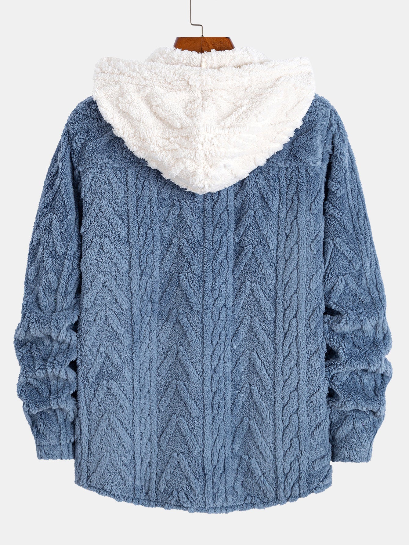 Geometrischer Jacquard Teddy Kapuzenpullover mit Kontrastdetails