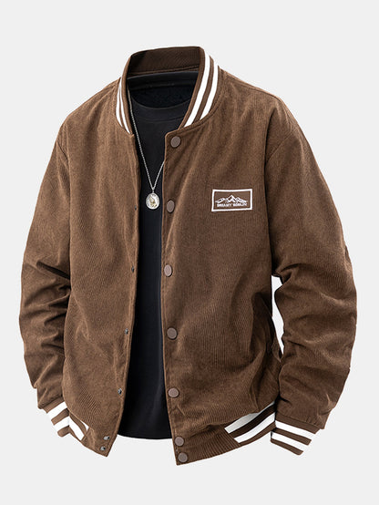 Berg Stickerei Corduroy Baseballjacke