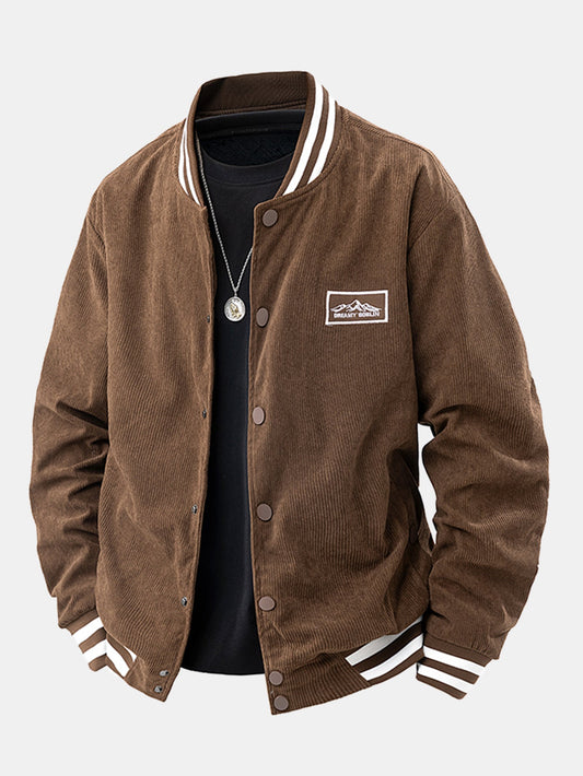 Berg Stickerei Corduroy Baseballjacke