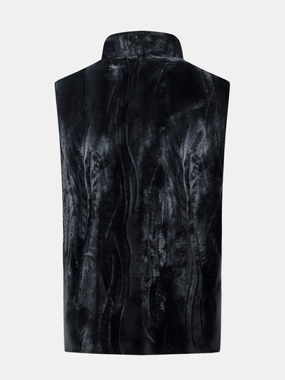 Stehkragen Weste aus Kunstpelz mit Reißverschluss