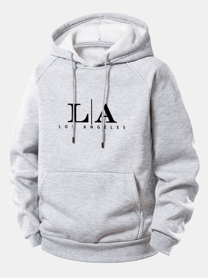 Bedruckter Kordelzug-Hoodie mit Los Angeles Design
