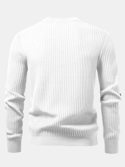 Gerippter Pullover mit Henley-Ausschnitt