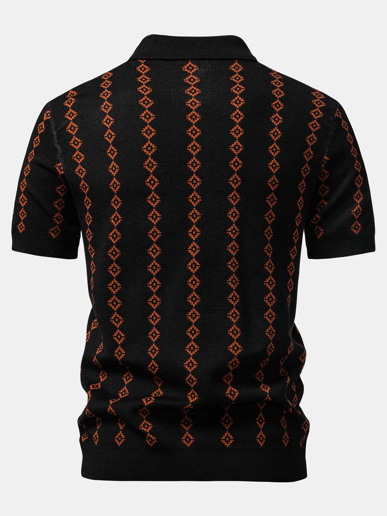 V-Ausschnitt Poloshirt mit geometrischem Strickmuster