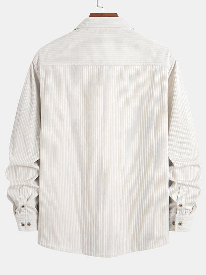 Langärmliges Cordhemd mit Tasche und Knopfdetails