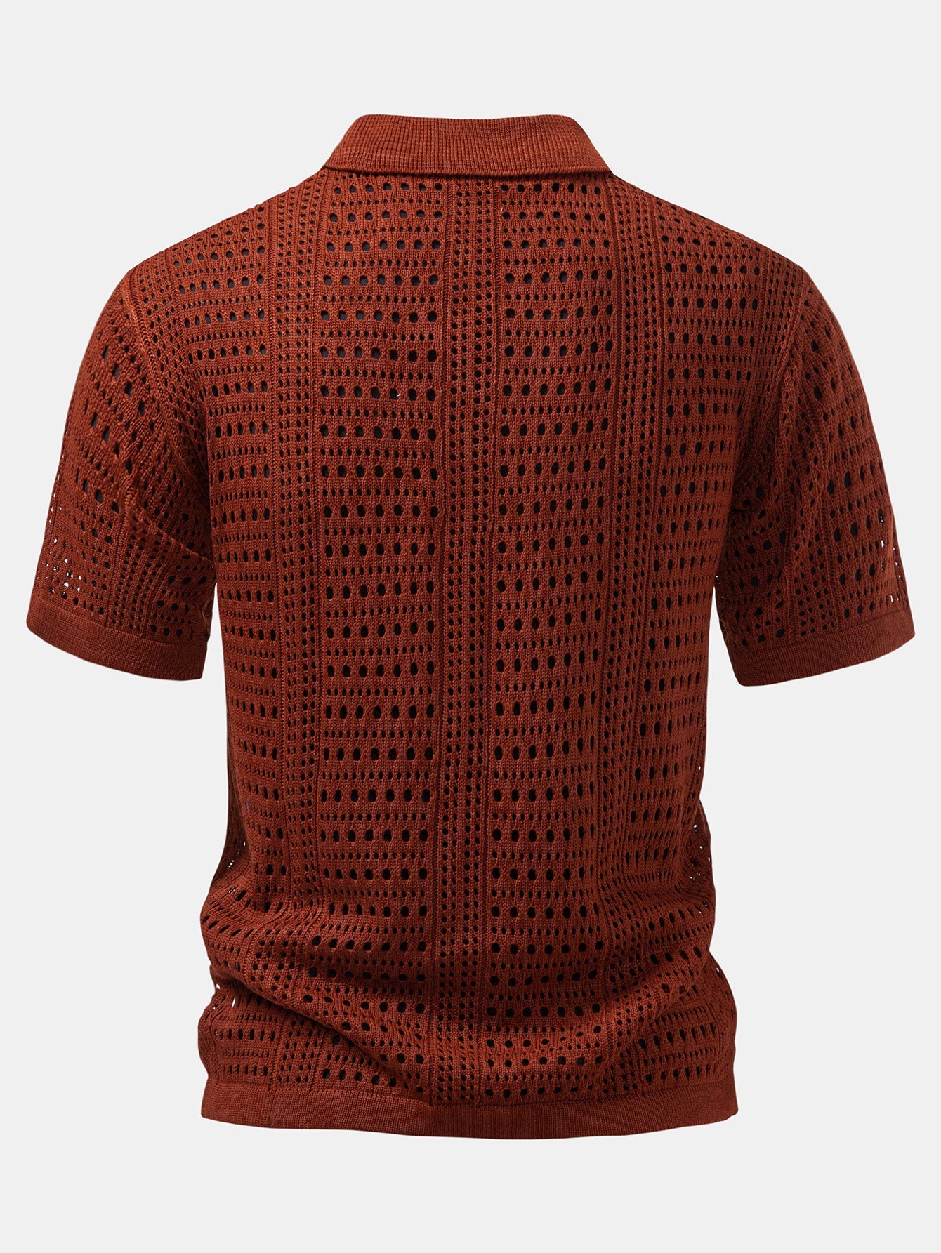 V-Neck Crochet Polo Shirt