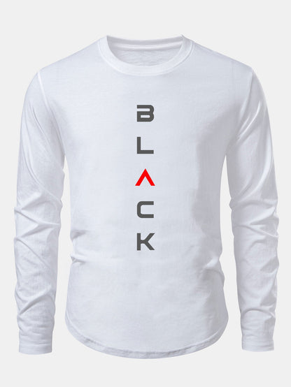 Schwarzes Baumwoll-T-Shirt mit Rundsaum und Druckdesign