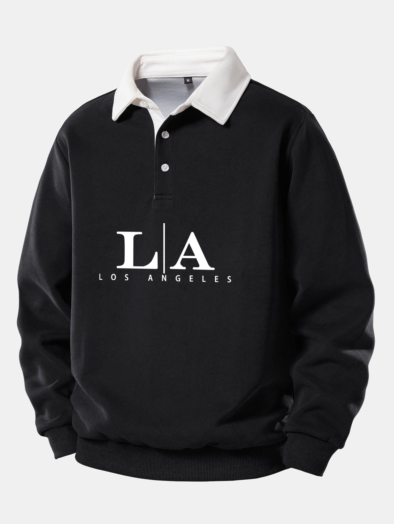 Los Angeles Print Kontrast Poloshirts Kragen Sweatshirt