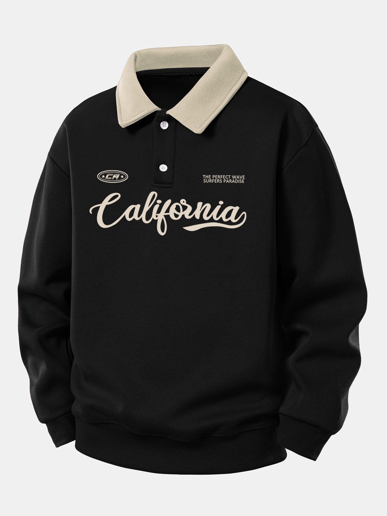 Relax Fit California Print Contrast Poloshirts Sweatshirt