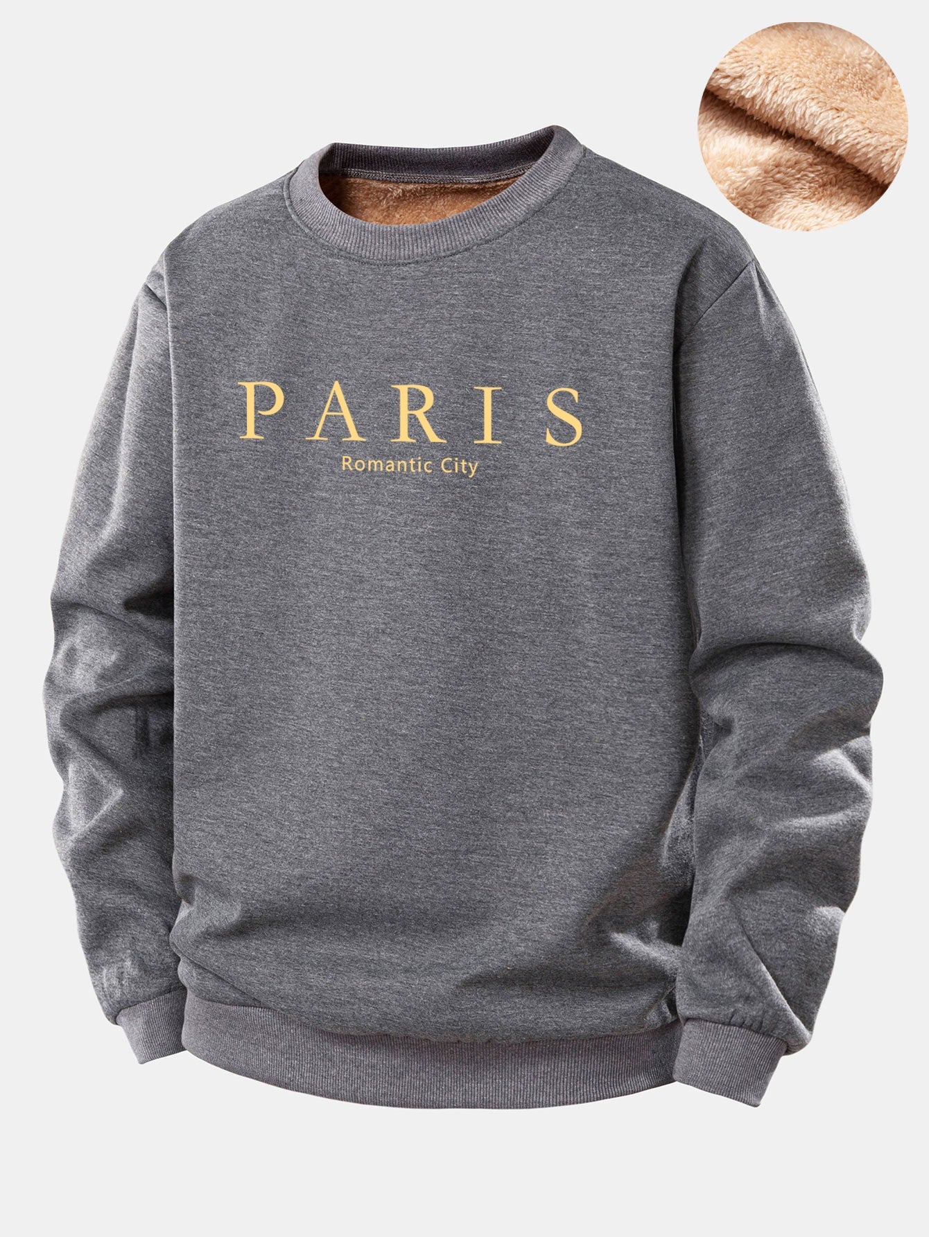 Paris Print Teddy Fleece Gefüttertes Sweatshirt