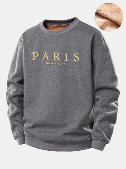 Paris Print Teddy Fleece Gefüttertes Sweatshirt