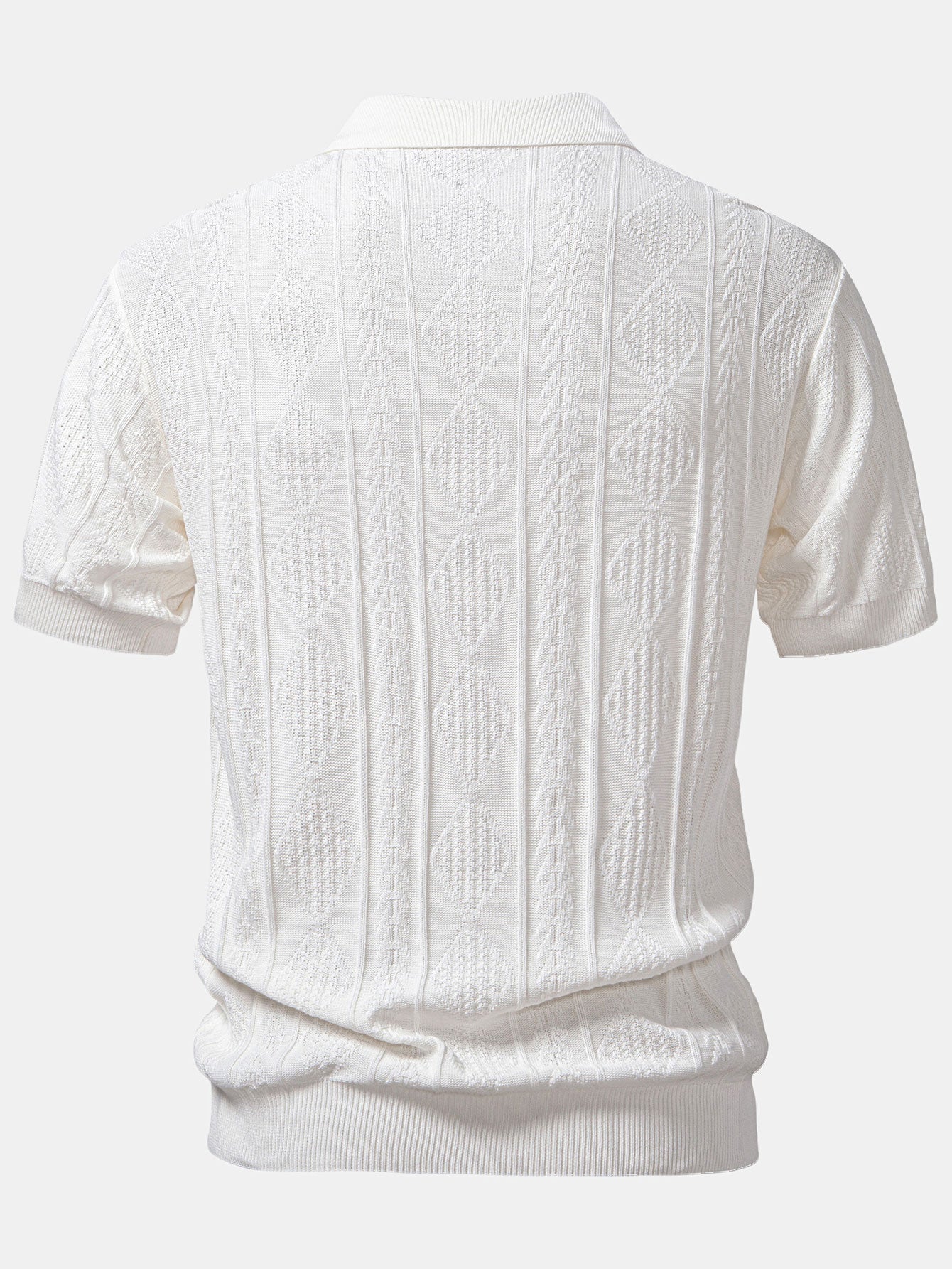 Geometrisches Jacquard-Strickpoloshirt