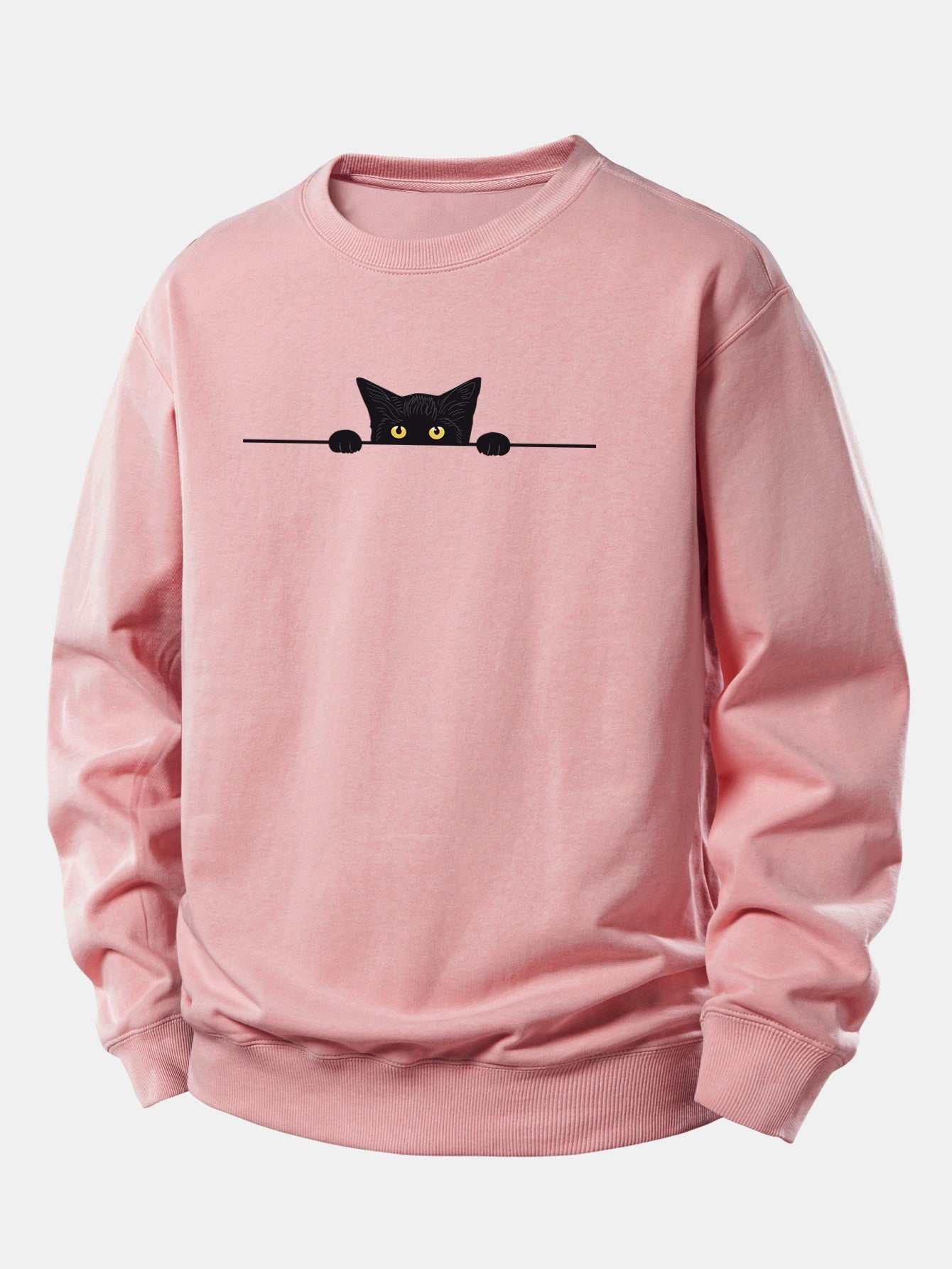 Lockerer Schnitt Sweatshirt mit schwarzem Katzenmotiv