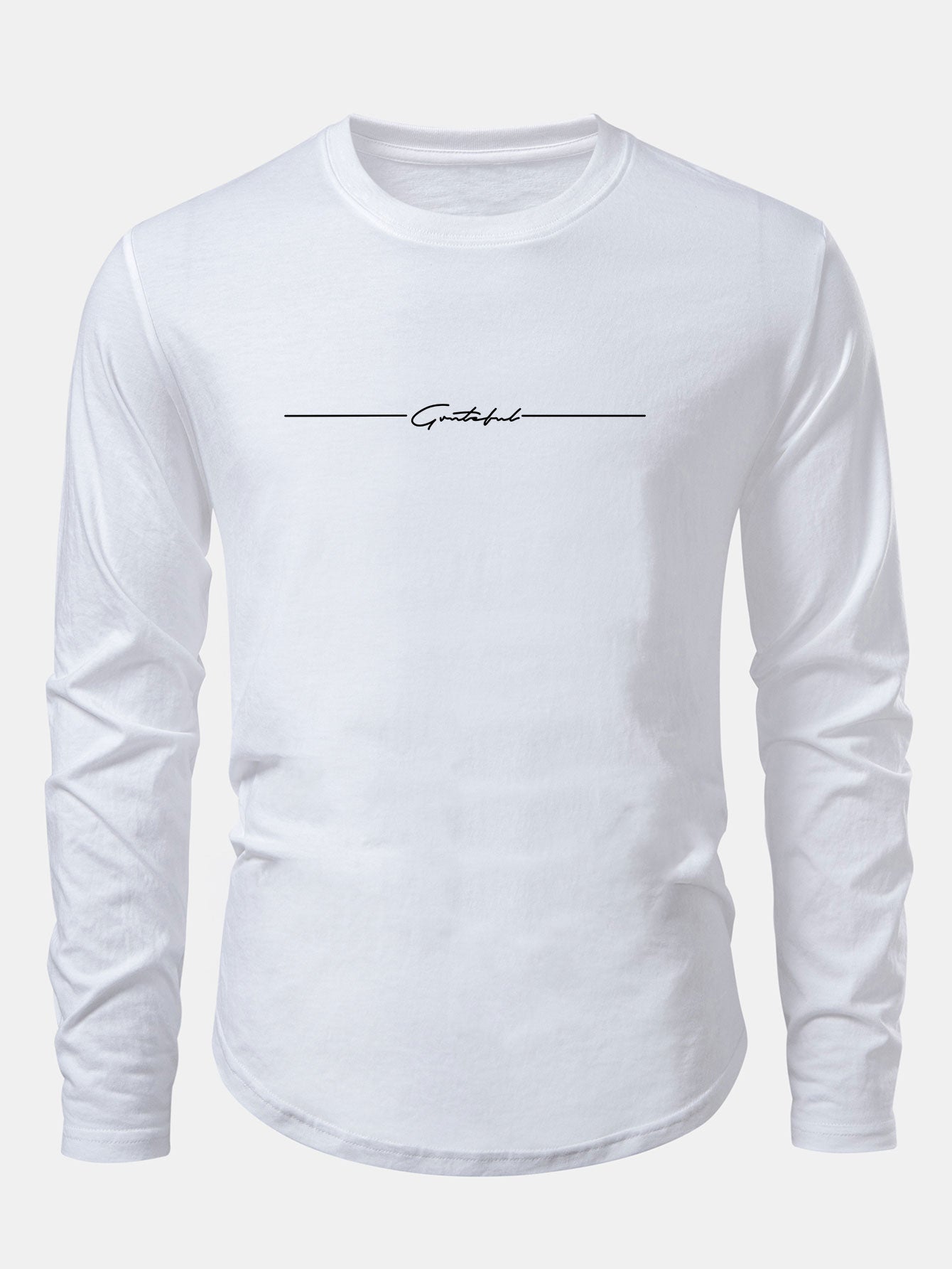 Slogan Druck Baumwolle Bogen Saum T-Shirt