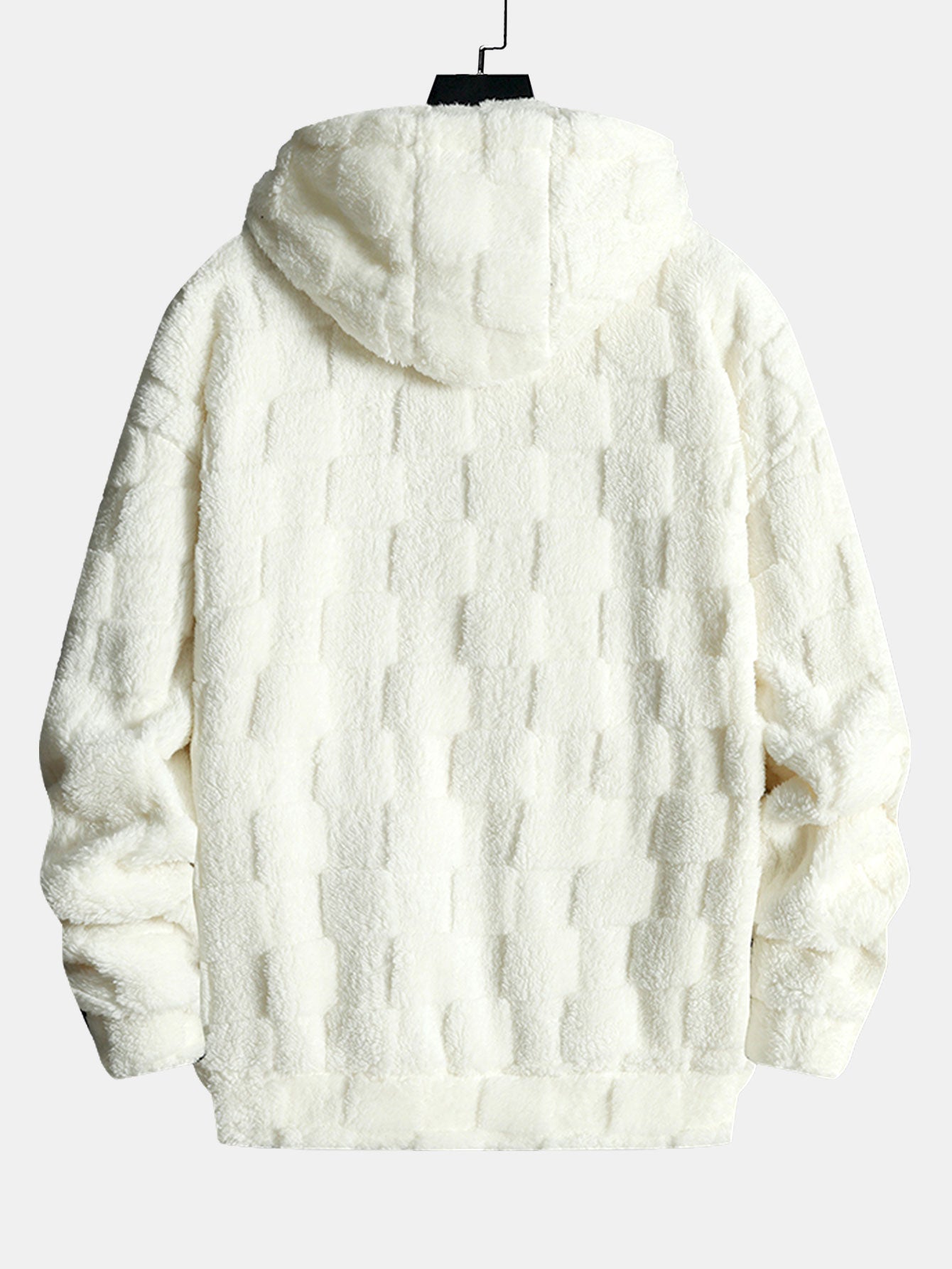 Kalifornien bestickter Teddy-Kapuzenpullover mit Schachbrettmuster