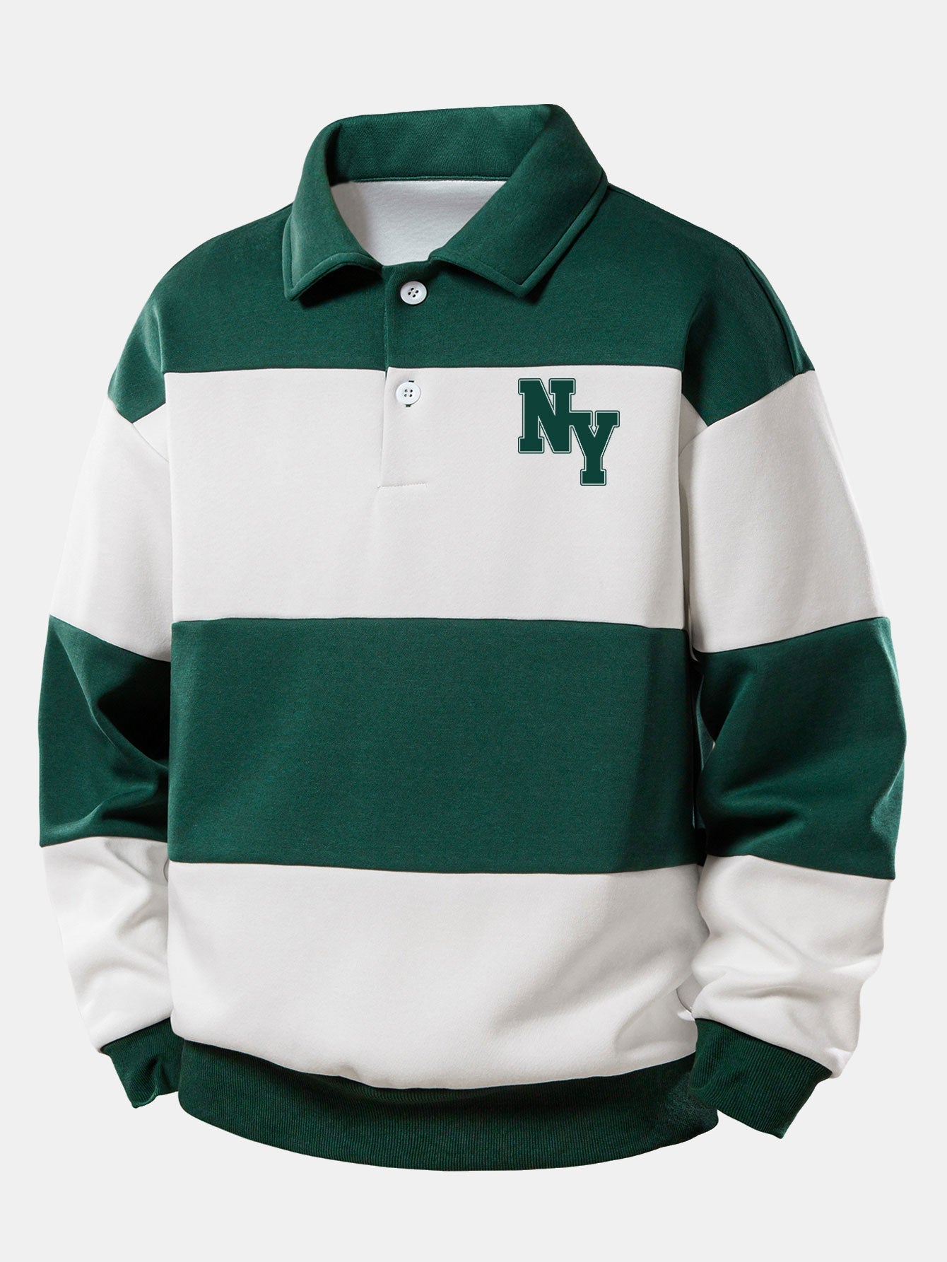 Relax Fit NY Print Farbe Block Poloshirts Sweatshirt