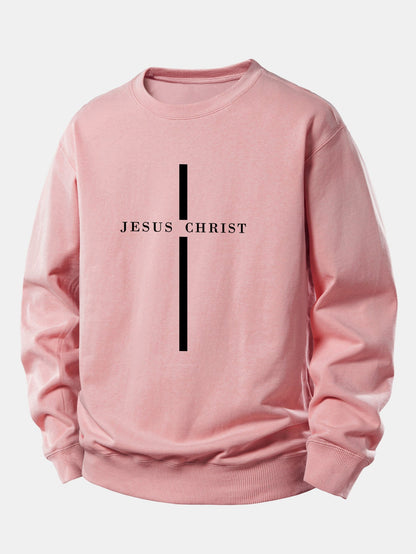 Jesus Christ Streifenmuster Locker sitzendes Sweatshirt