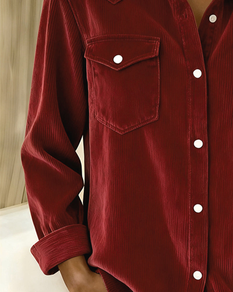 Stutz I Langarmshirt mit Revers und Knopfleiste