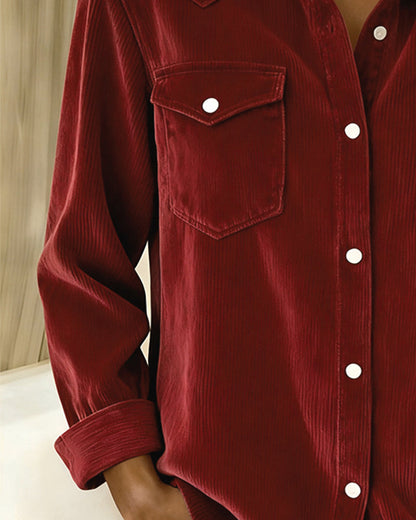 Stutz I Langarmshirt mit Revers und Knopfleiste