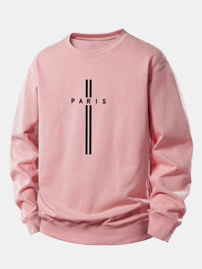 Locker sitzendes Sweatshirt mit Paris-Streifenmuster