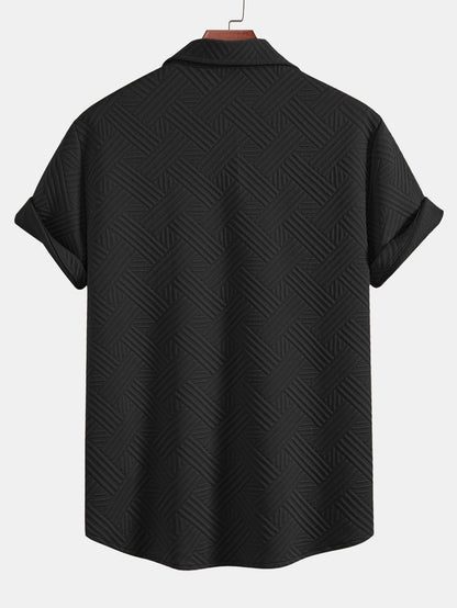 Gestreiftes Jacquard-Hemd mit Knopfleiste und Shorts mit Kordelzug