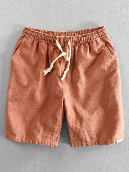 Shorts aus Leinen-Baumwoll-Mix mit verstellbarem Kordelzug