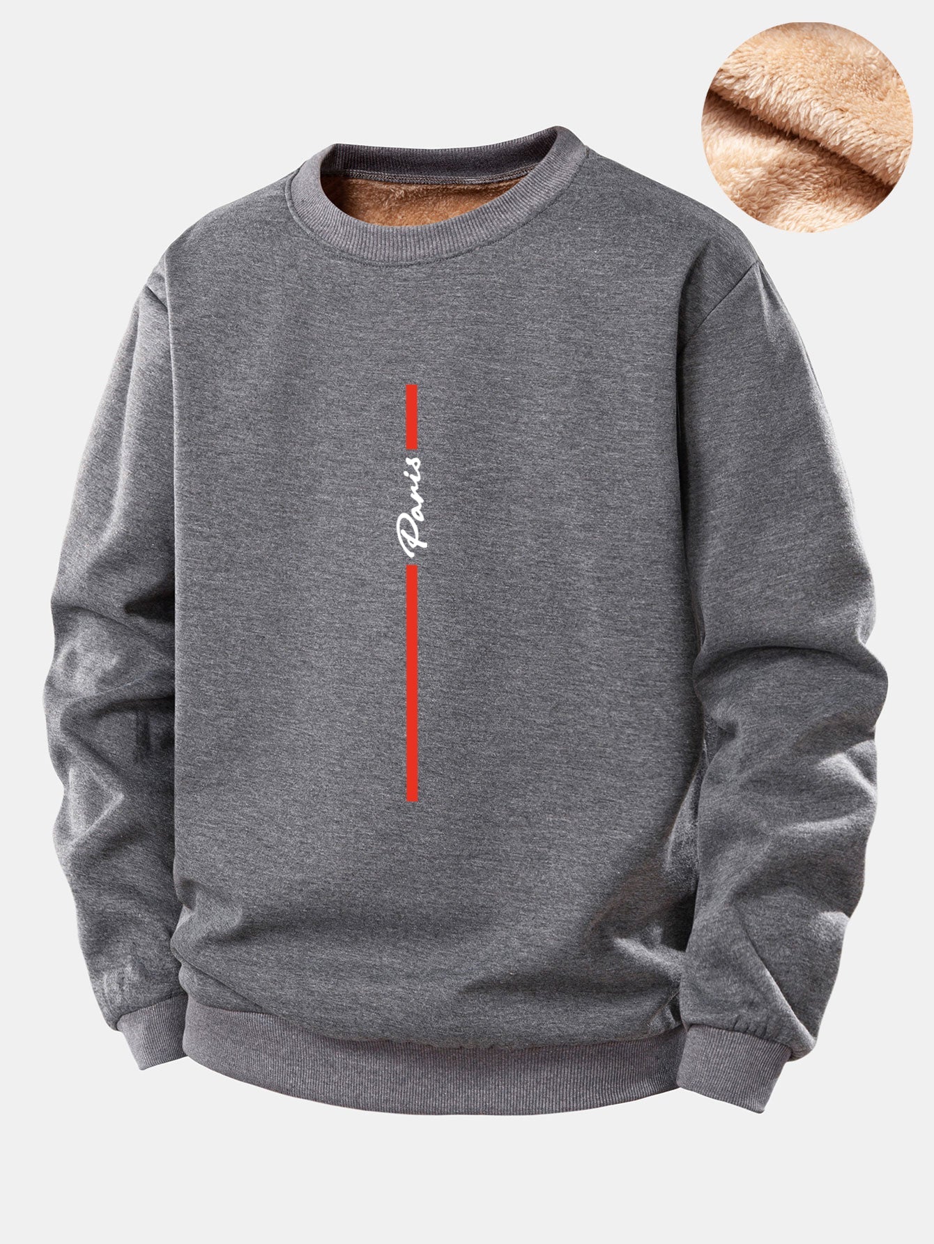 Paris Streifenmuster Teddy Fleece Gefüttertes Sweatshirt