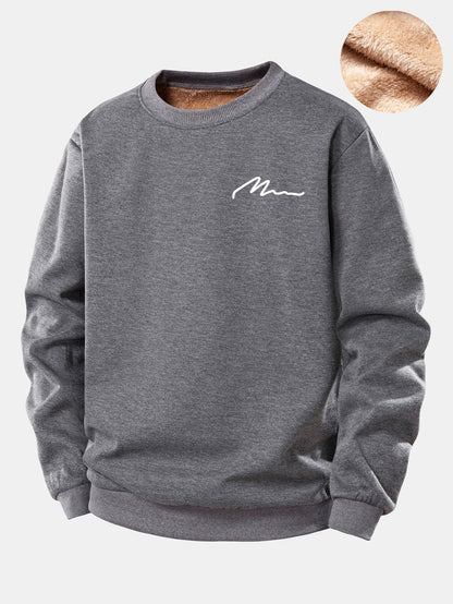 Herren Sweatshirt mit Slogan-Print und Teddy-Fleece-Futter