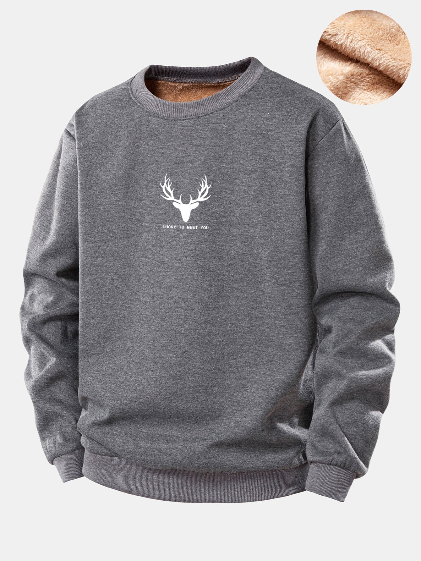 Silhouette Kopf Hirsch Druck Teddy Fleece Gefüttertes Sweatshirt