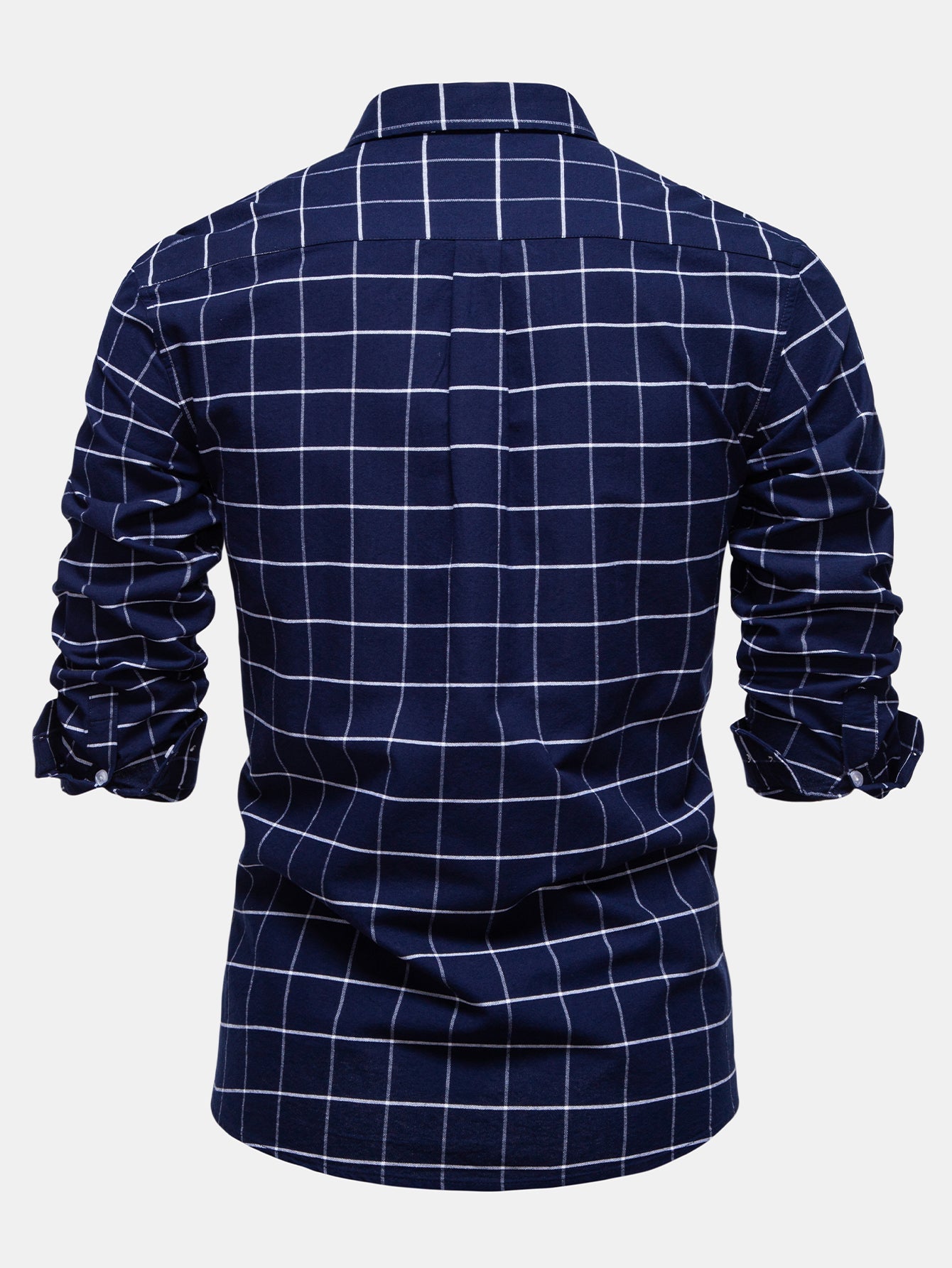 Karierter Cowboy-Stickerei Baumwollhemd mit Knöpfen