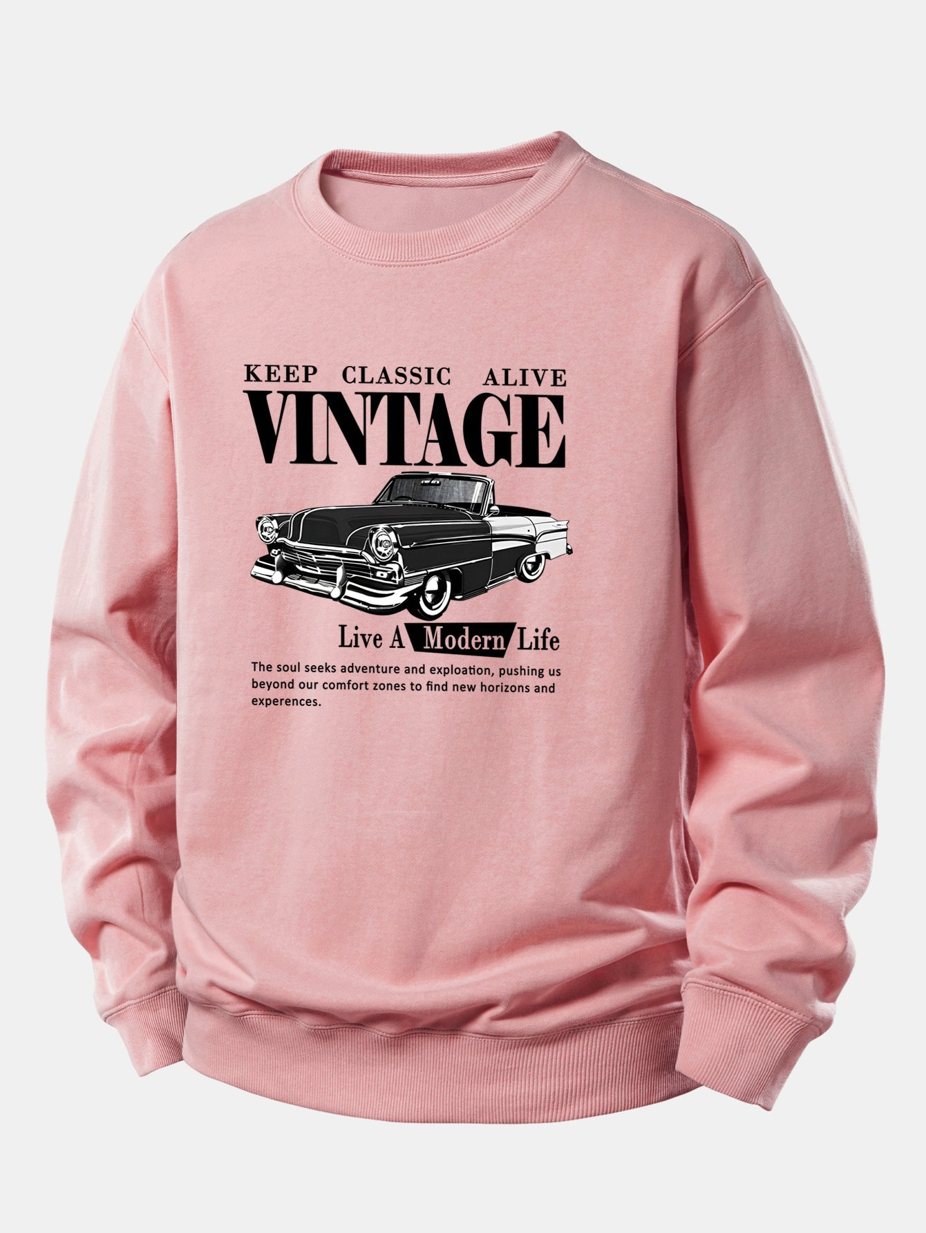Vintage-Auto-Druck Sweatshirt mit lockerem Schnitt