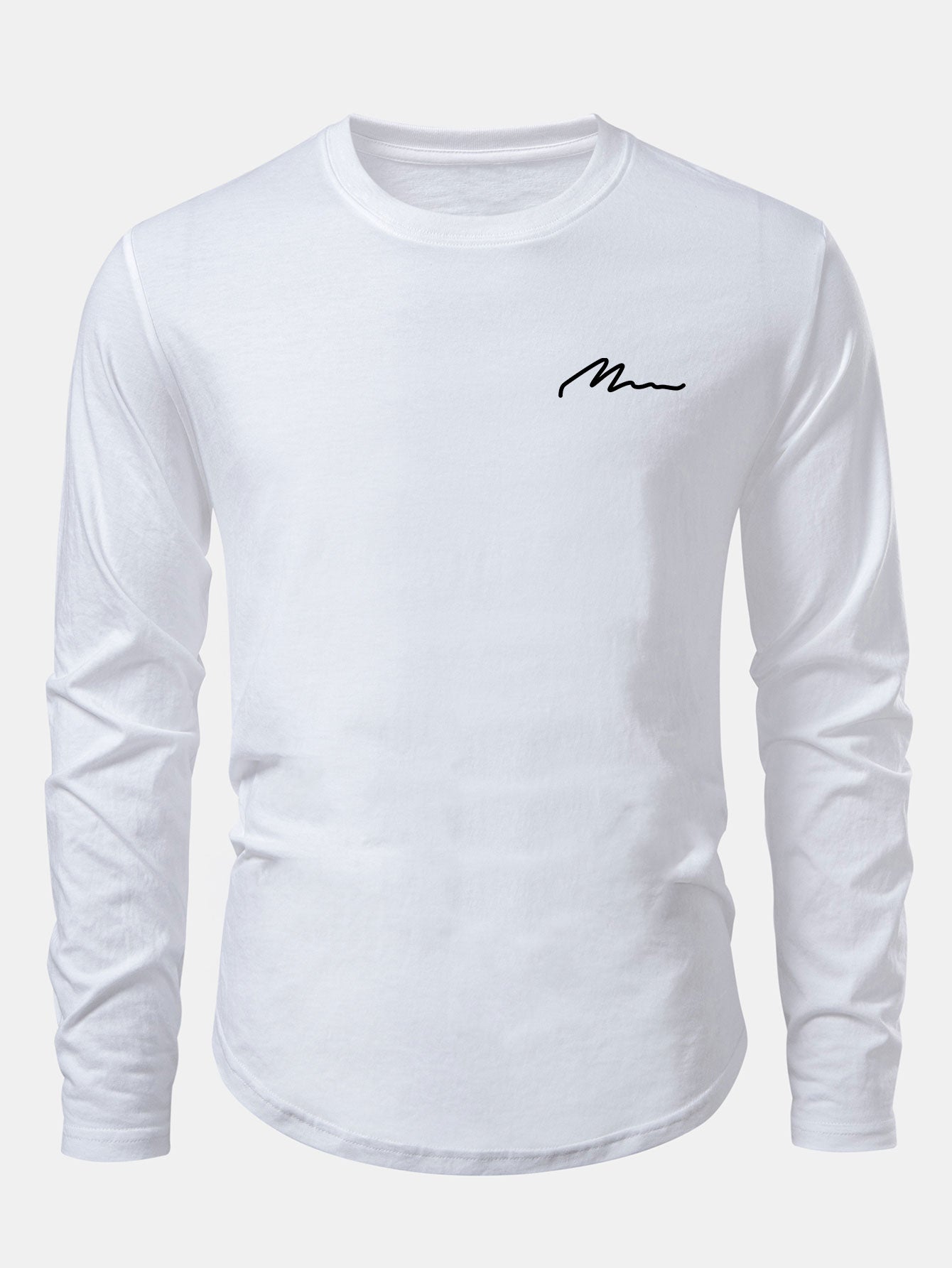 Herren bedrucktes Baumwoll-T-Shirt mit abgerundetem Saum