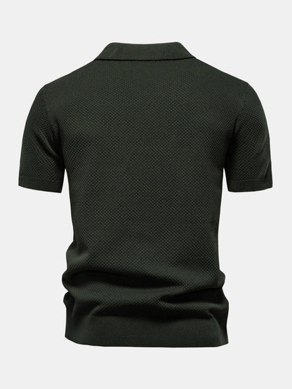 V-Neck Pineapple Pattern Knit Polo