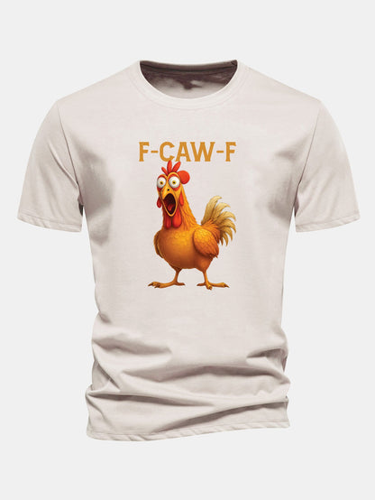 Baumwoll-T-Shirt mit regulärer Passform und Hahn-Design