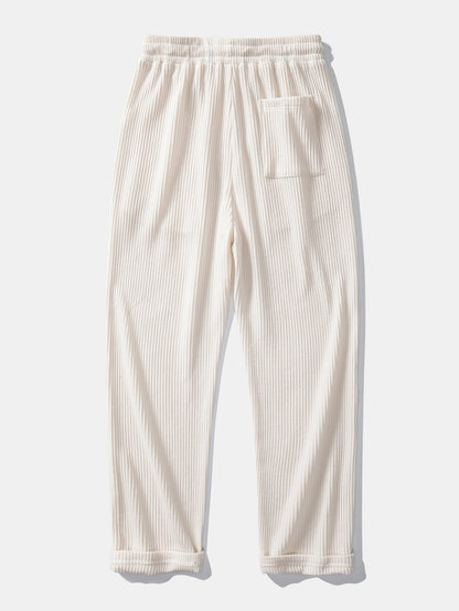 Langärmliges Waffel-Poloshirt und Waffel-Hose mit Kordelzug