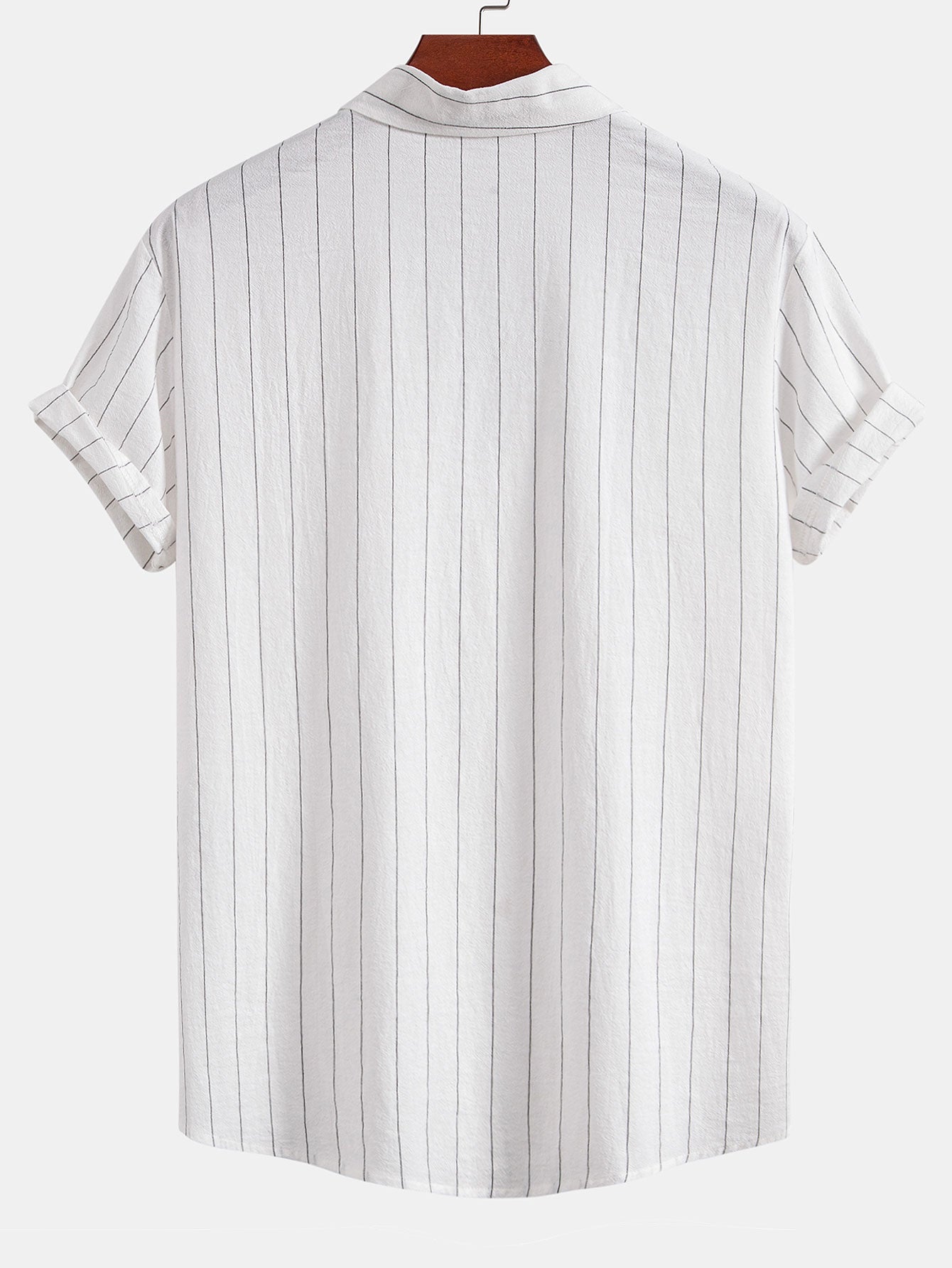 Gestreiftes Hemd in Leinenoptik mit Knöpfen und Shorts mit Kordelzug